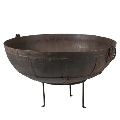 92cm Iron Kadai Fire Pit On Stand