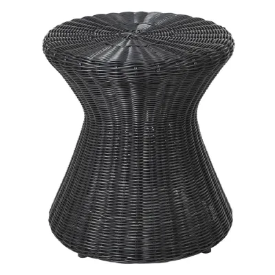 Black Wicker Drum Stool