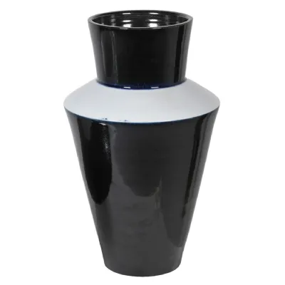 Tall Black and White Tapered Vase