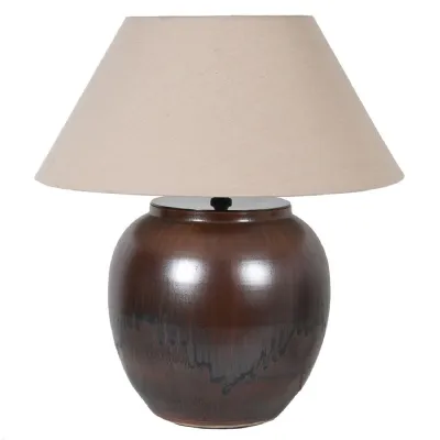 Brown Porcelain Table Lamp with Shade