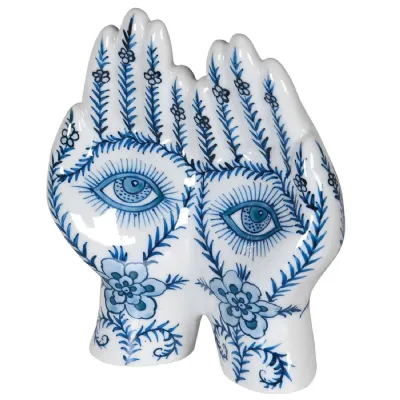 Blue and White All Seeing Hands Ornament