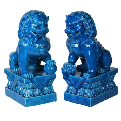 Pair Cobalt Foo Dogs