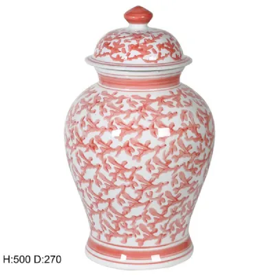 Coral Patterned Ginger Jar