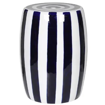 Blue Stripe Ceramic Stool