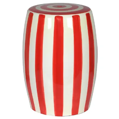 Red Stripped Ceramic Stool