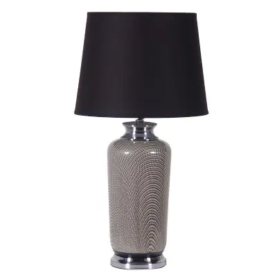 Black 1970s Chic Patterned Lamp