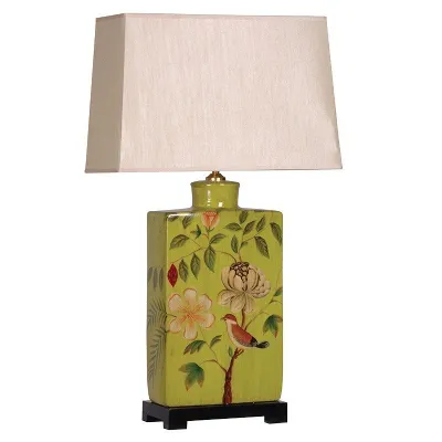 Square Green Decorated Lamp