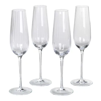 Set of 4 Ribbed Champagne Flutes