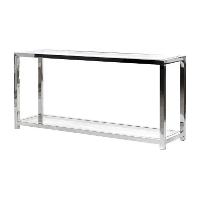 Modern Metal Hall Console Side Table and Glass Top
