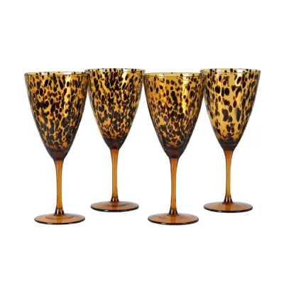 Set of 4 Leopard Print Goblets