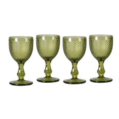 Set of 4 Olive White Wine Glasses