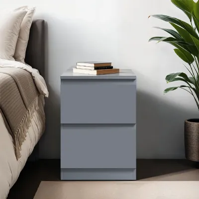 Carlton 2 Drawer Bedside Nightstand Matt Dark Grey
