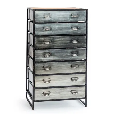 Tall Brushed Steel Metal Multi Drawer Storage Cabinet