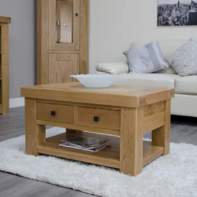 Bordeaux Coffee Table With Drawers and Shelf 3' x 2'