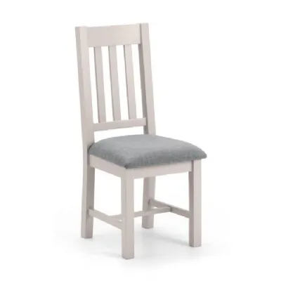 Classic Grey Painted Slat Back Dining Chair with Fabric Upholstered Seat