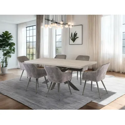 Grey Extending Dining Table Cross Metal Legs 1.6m to 2m