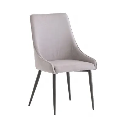 Grey Textured Fabric Upholstered Curved Dining Chair