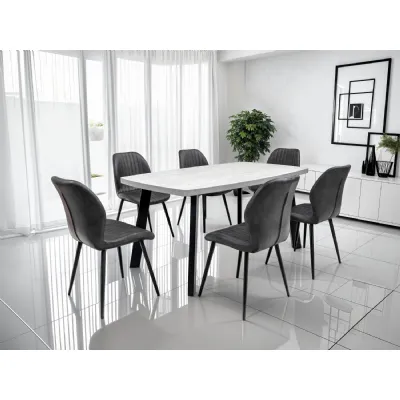 RIMINI 1.6m DINING TABLE LIGHTGREY BLACK LEG