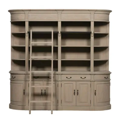 XL Cedar Wood Double Bookcase With Ladder