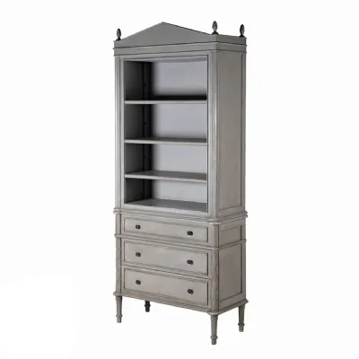 Pediment Bookshelf with Drawers