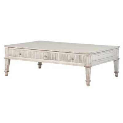 Gustavian 3 Drawer Ribbed Coffee Table