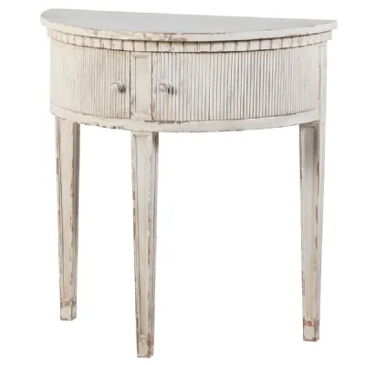 Gustavian 2 Drawer Demi Lune Ribbed Console Table