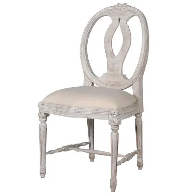 Wooden Dining Chair Nude Finish Distressed Vintage Country Look