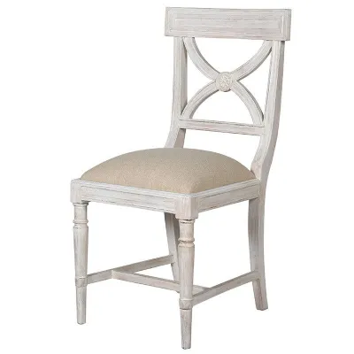 White Washed Painted Beige Dining Chair