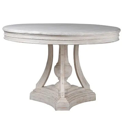 Solid Wood White Wash Round Dining Table