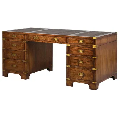 Large Solid Waxed Wood Partners Desk