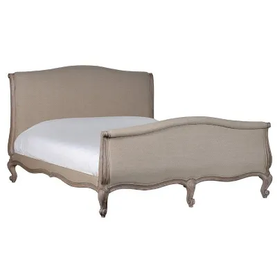 Shabby Chic Washed Wood Natural 6ft Super King Size Upholstered Bed