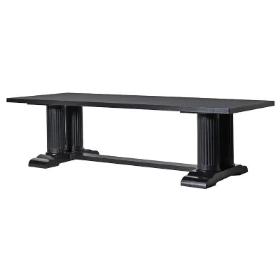 Large Rectangular Dining Table Black Painted Column Legs
