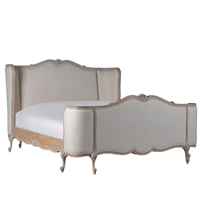 Luxury Curved Super king sized Linen Upholstered Bed