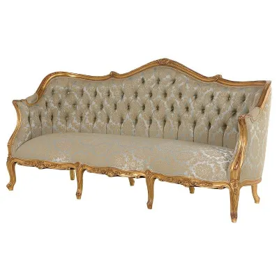 Green Gold Guilt 3 Seater Fabric Upholstered Sofa Settee