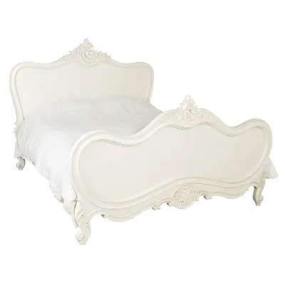 White Painted Shabby Chic Ornate Carved 5ft King Size Bed Bedroom Furniture