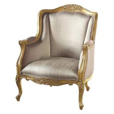 Gilt Gold Silk Library Chair Shabby Chic Antique Style