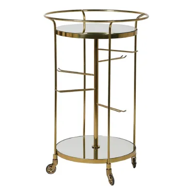 Gold Multi Tiered Round Bar Trolley
