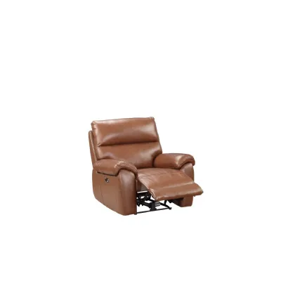 Modern Saddle Leather 1 Seater Electric Power Recliner