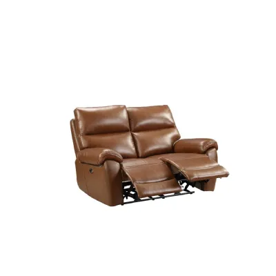 Modern Brown Leather 2 Seater Electric Power Recliner