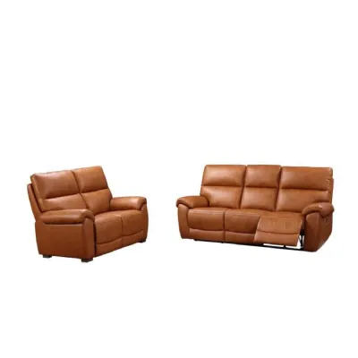 Tan Brown Leather 3 Seater Electric Power Recliner Sofa