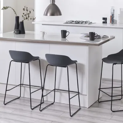 Set Of 2 Rocco Stools Dark Grey