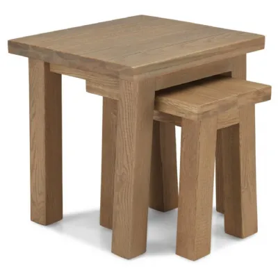 Rough Sawn Oak Nest of 2 Tables