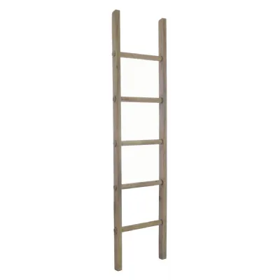 Vintage Style Rustic Hardwood Tall Display Ladder 185cm