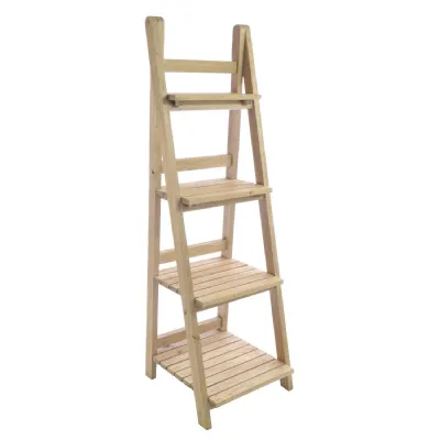 Vintage Mahogany Wood 139cm Ladder Shelf Unit in Rustic Finish