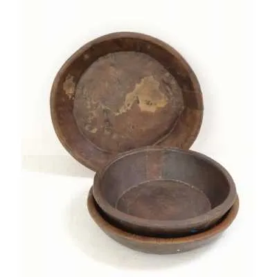 Antique Round Wooden Bowl