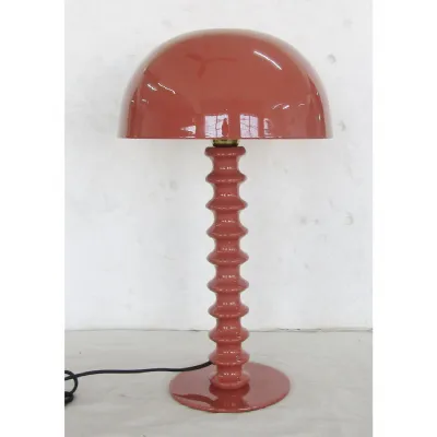 Terracotta Pink Large Ribbed Table Lamp