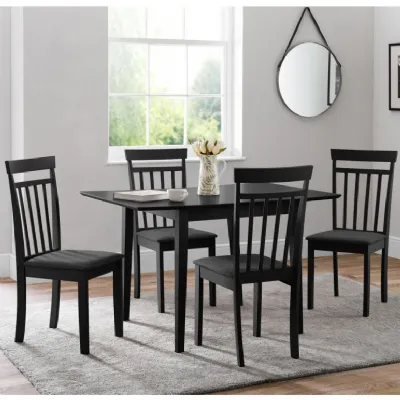 Black Solid Hardwood 4 to 6 Seater Rectangular Extending Dining Table