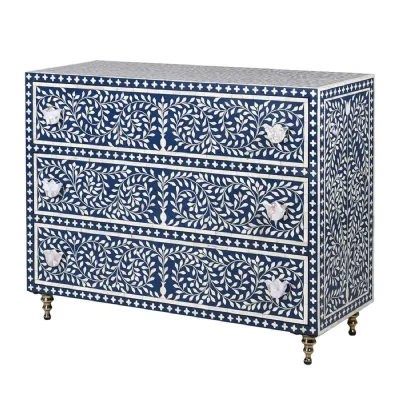 Mughal 3 Drawer Bone Inlay Chest
