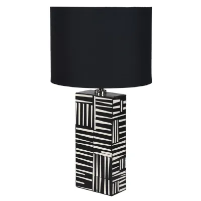 Mono Bone Table Lamp with Black Linen Shade