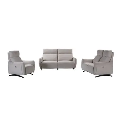 Natural Fabric 3 Seater Electric Power Recliner Sofa